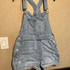 No Boundaries Denim Blue Overall Shorts